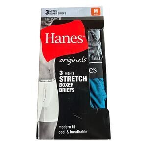 NWT! Hanes Originals Men’s Stretch Boxer Briefs 3 Pack Size Medium 32”-34”